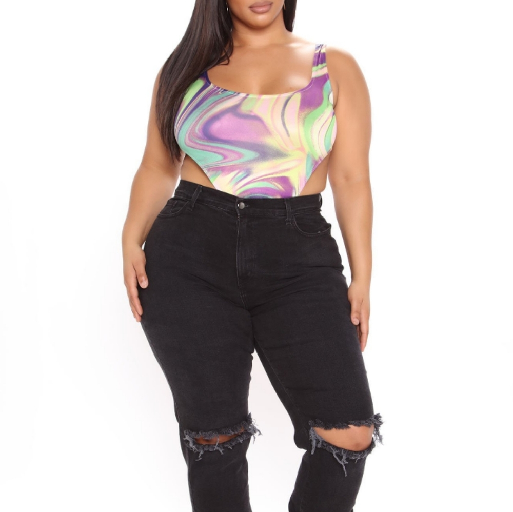 Multicolor plus size bodysuit